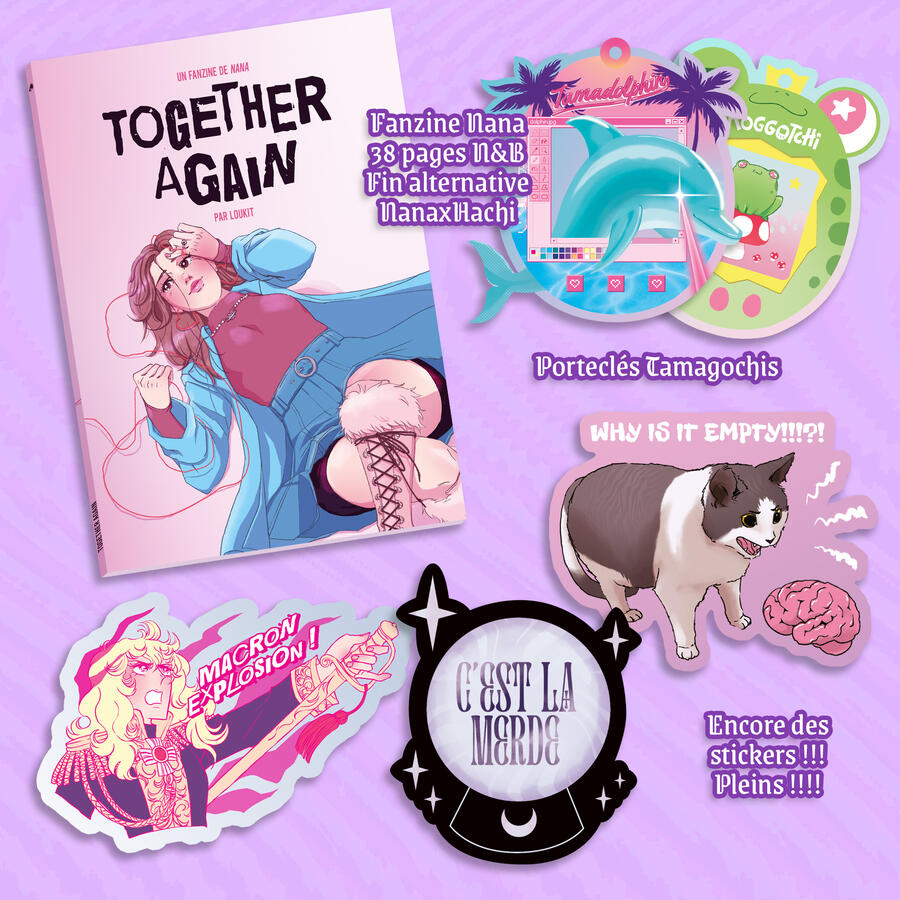 Fanzine, charms acrylique et stickers